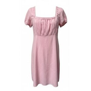 Hollister Dress XL Milkmaid Puff Sleeve Smocked Short Eyelet Lace Y2K NWT Pink‎